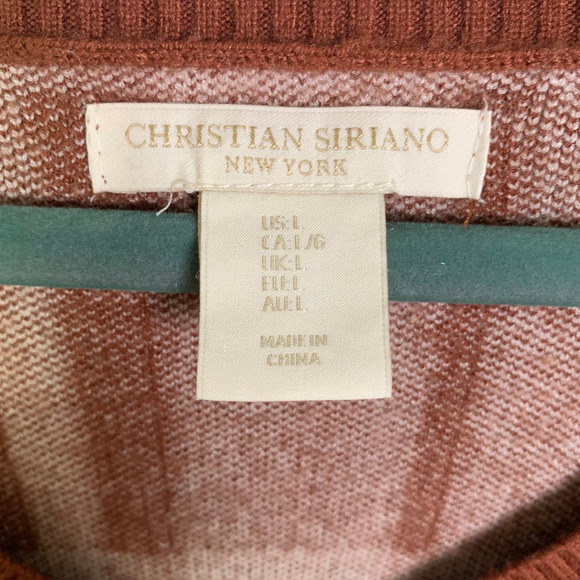 Christian Siriano Brown Plaid Pullover V Neck Sweater, Size L - Picture 2 of 5